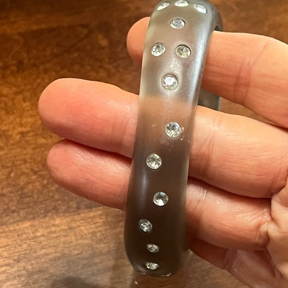 Vintage Plastic Bangle Bracelet with Rhinestones - Picture 3 of 6